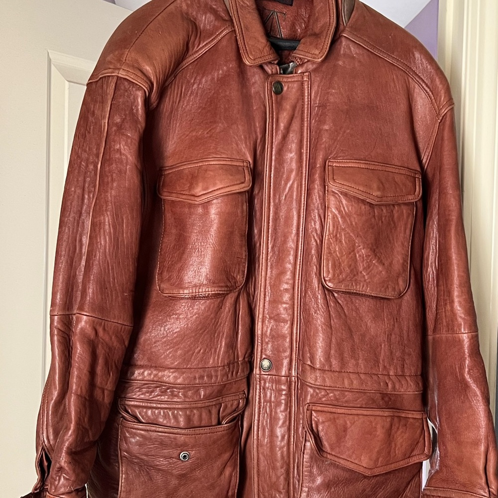 Vintage rust colored leather jacket